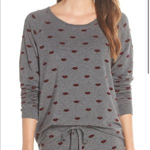 PJ Salvage Loved Lip-Print Lounge Sweatshirt